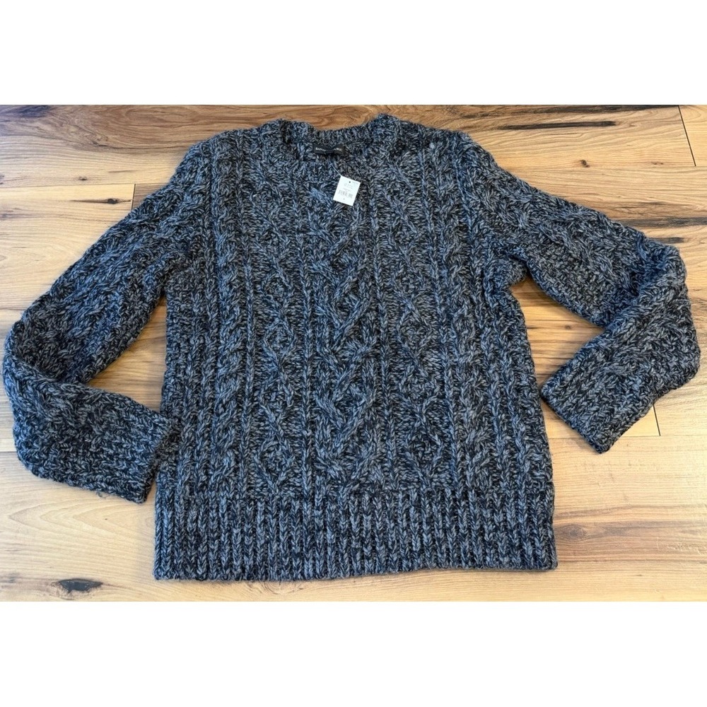 NWT Banana Republic Cable Knit Sweater Small Gray Wool Blend Chunky Cozy